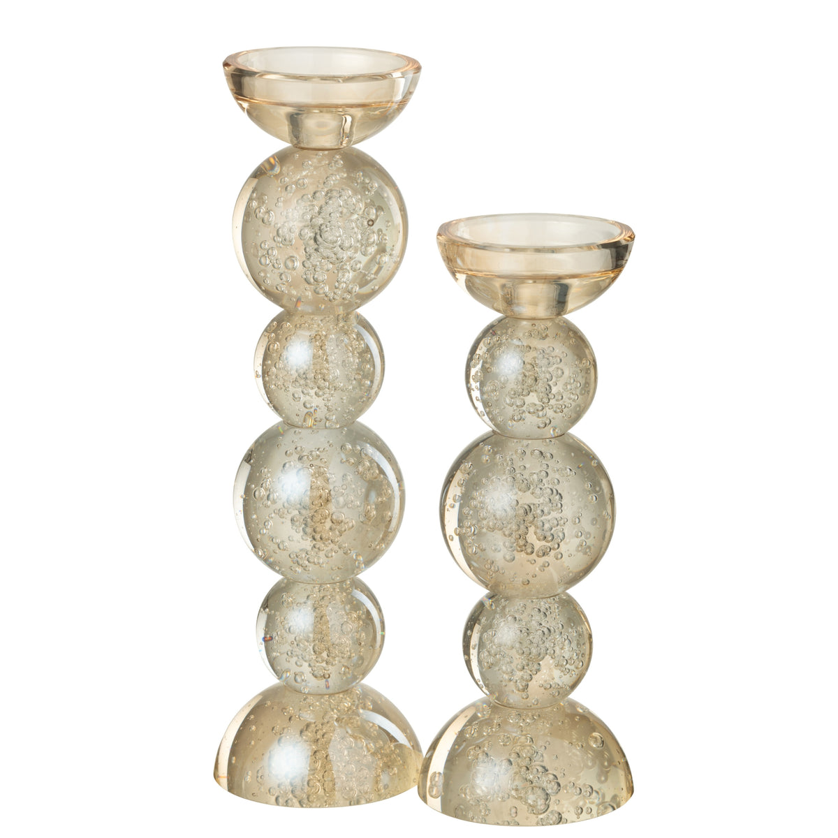 Juego de 2 candelabros de cristal color champán J-Line