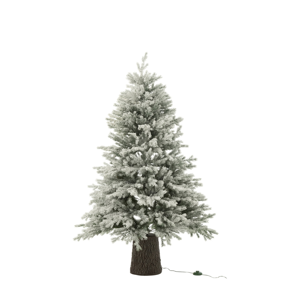 Árbol de Navidad 600 Led Base de Madera Nevado Artificial Verde Oscuro J-Line