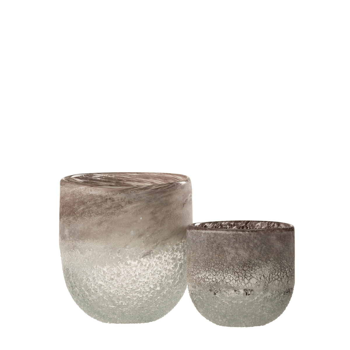 Set de portavelas y farolillo de vidrio Scavo gris J-Line
