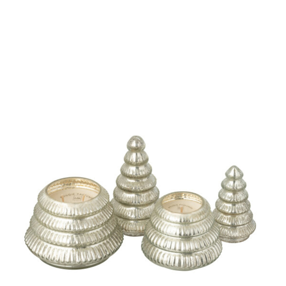 Vela aromática Árbol de Navidad Vidrio Plata J-Line Set de 2