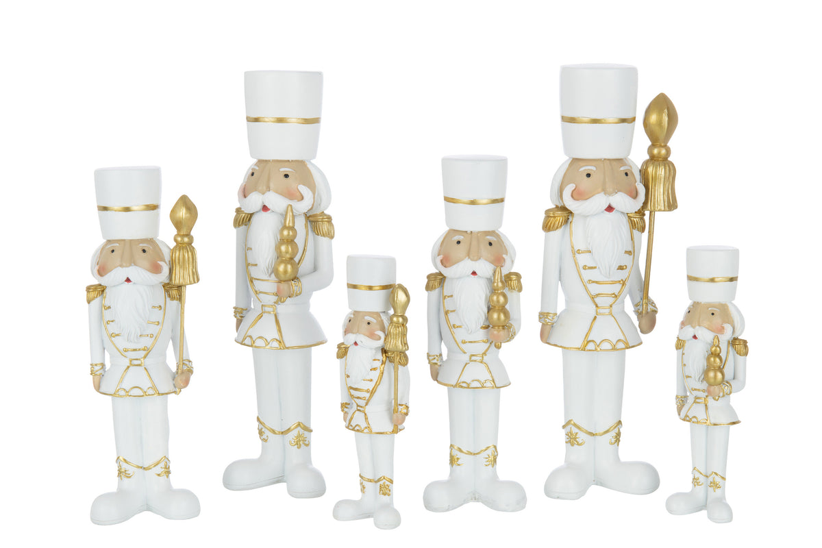 Cascanueces de resina blanco/dorado, set grande de 2 unidades, H 26 cm, J-Line