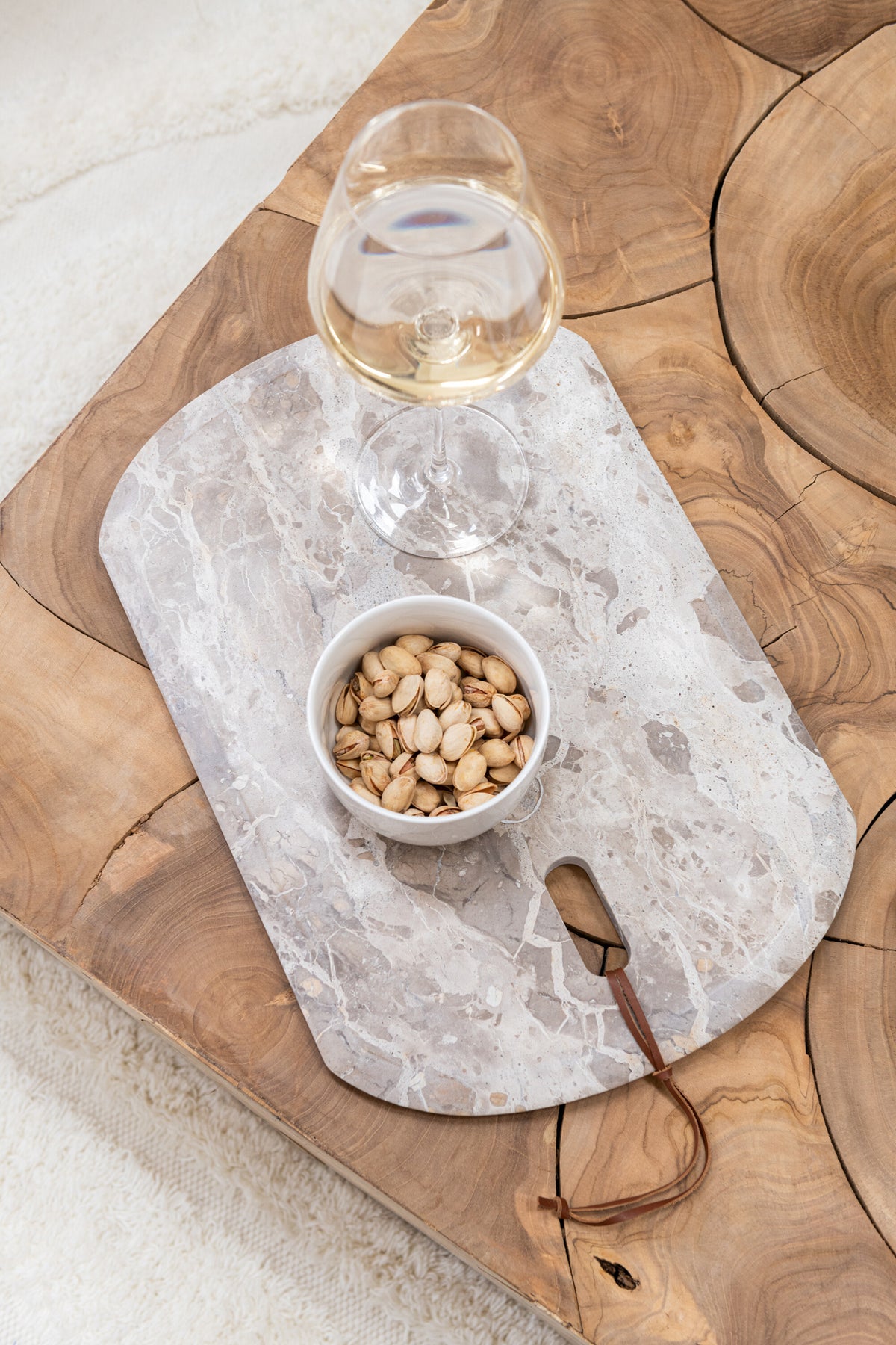Tabla rectangular de mármol beige pequeña
