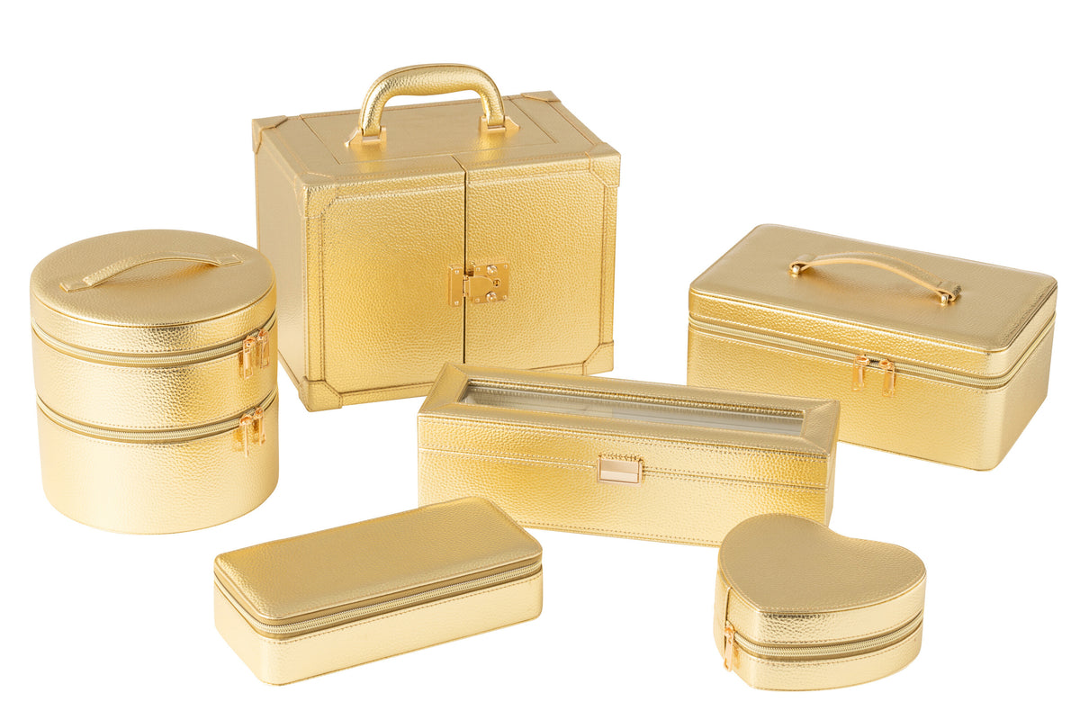 Cofre de Joyas con Asa de Polipiel Dorado J-Line
