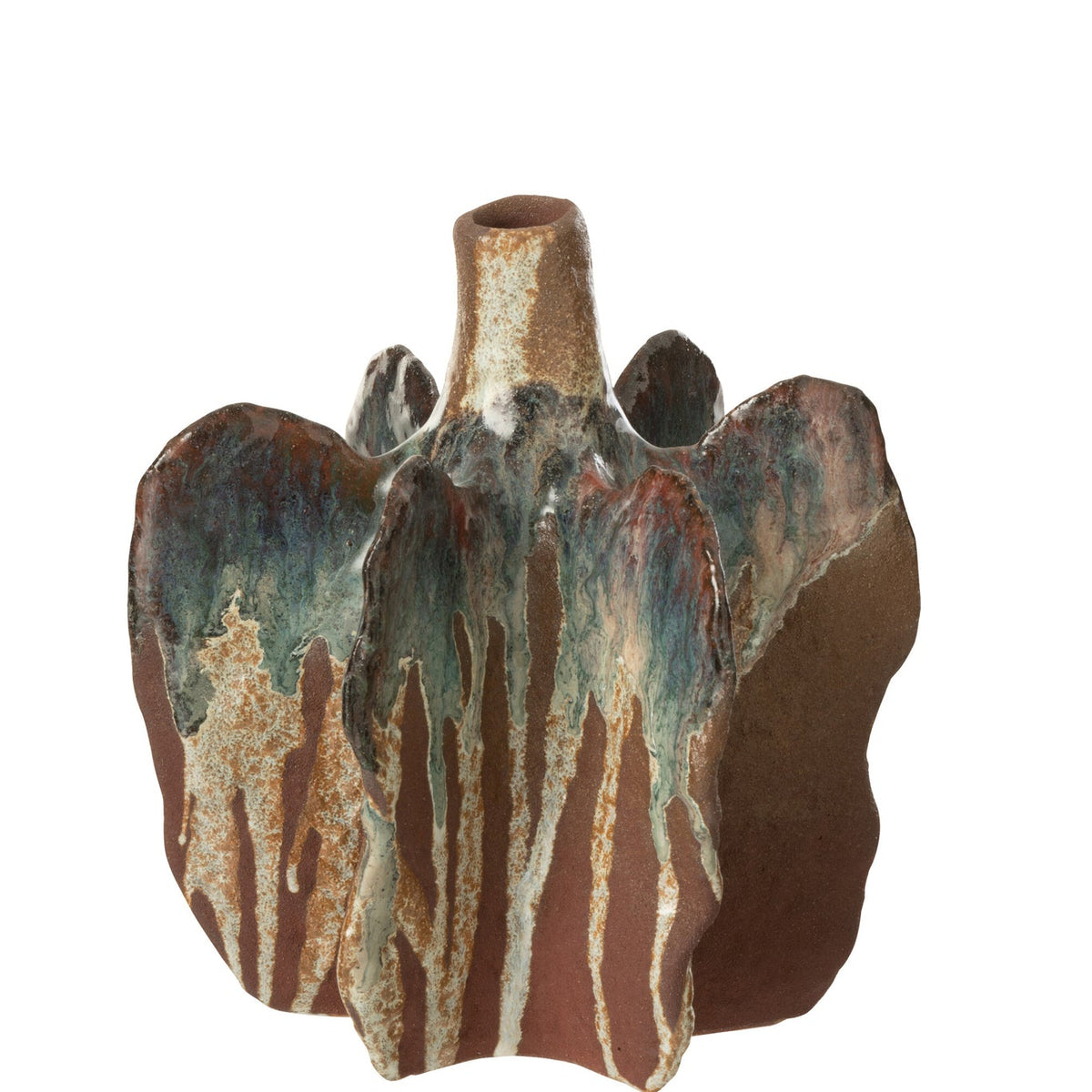 Jarrón Naga Cerámica Marrón Óxido Mediano 18,5x18x20,5cm J-Line