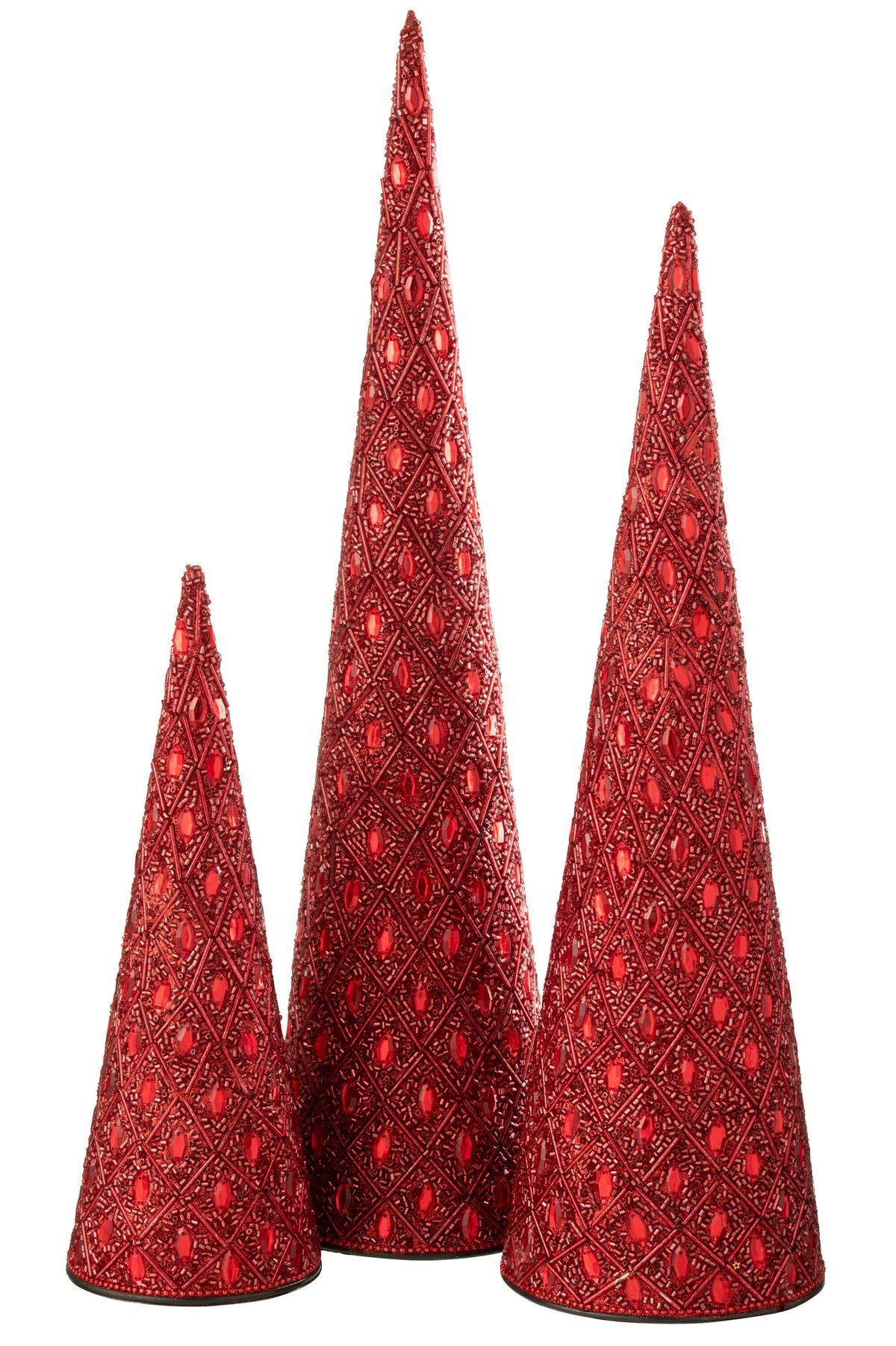 Set de 3 conos de hierro/canicas rojo navideño J-Line