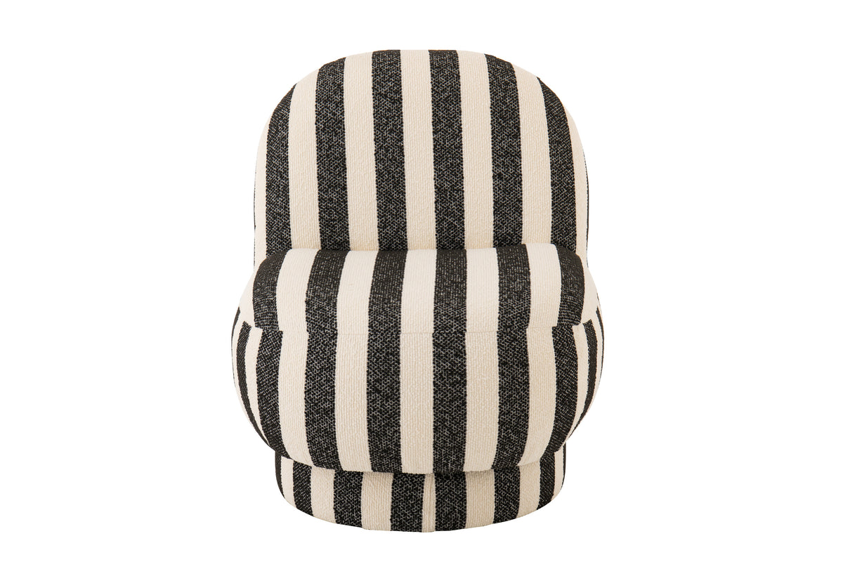 Sillón Lounge de Tela a Rayas Negro/Blanco Roto J-Line