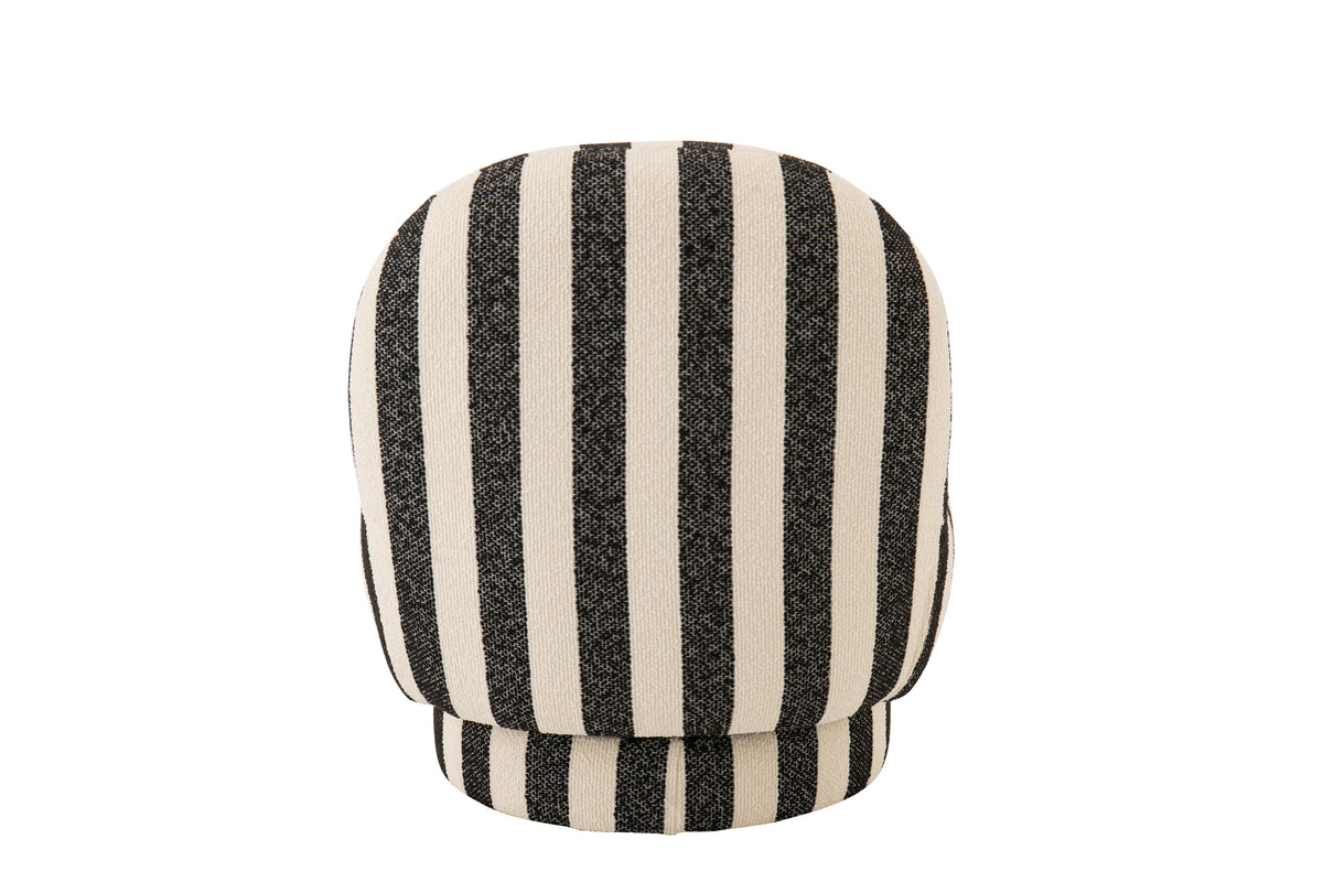 Sillón Lounge de Tela a Rayas Negro/Blanco Roto J-Line