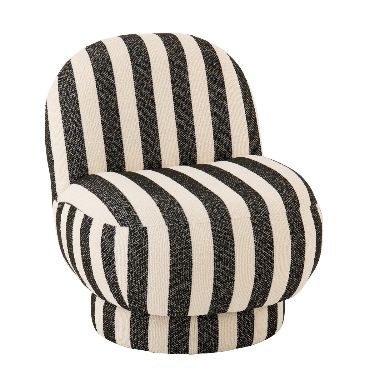 Sillón Lounge de Tela a Rayas Negro/Blanco Roto J-Line
