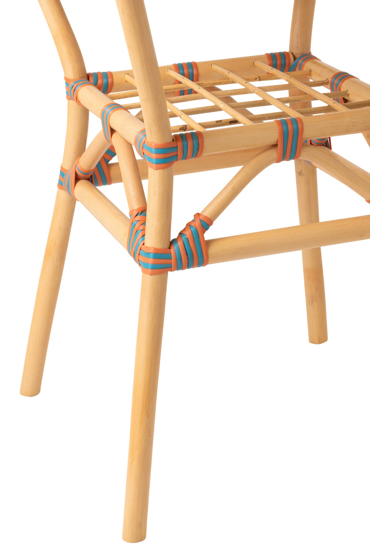 Mesa de comedor de exterior Geo redonda de ratán naranja/turquesa J-Line