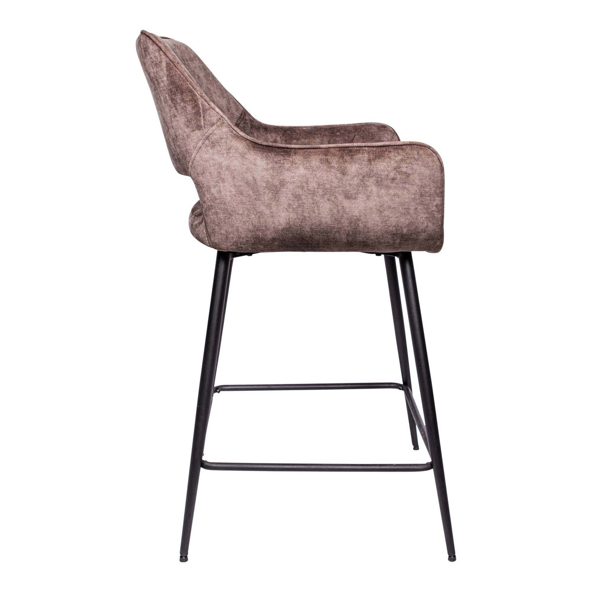 Juego de 2 taburetes de bar Fal Low Velvet marrón PTMD