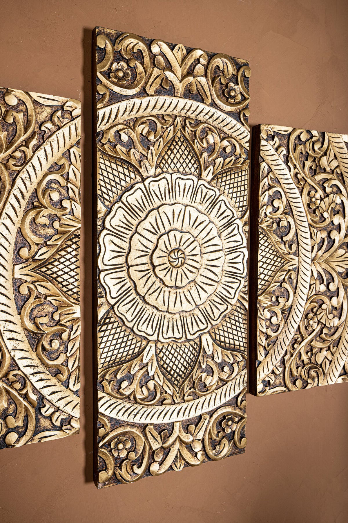 Panel de pared Sharlene - 180x90cm - MDF - Dorado PTMD