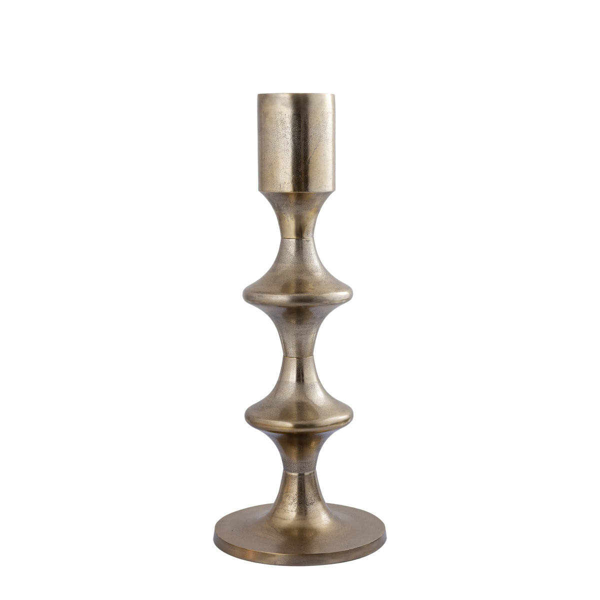 Taika Gold, base baja redonda de aluminio para velas, H73 cm, PTMD