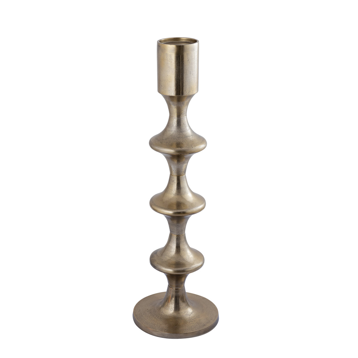 Taika Gold candelabro redondo de aluminio pestañas H92cm PTMD