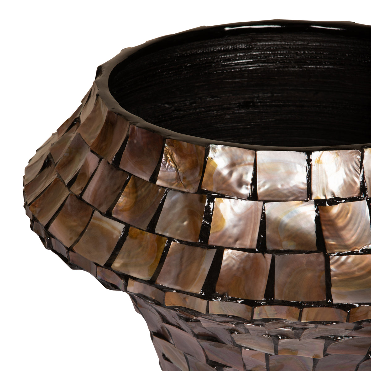 Daven Bronce Poly Shell Maceta de Bambú Redonda Grande PTMD
