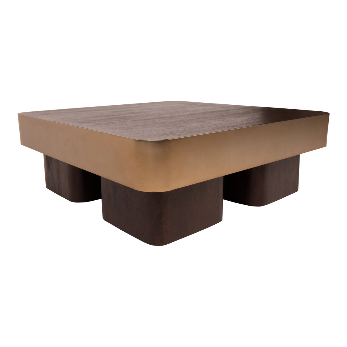 Mesa de centro Warren 90x90x31 madera marrón metal dorado PTMD