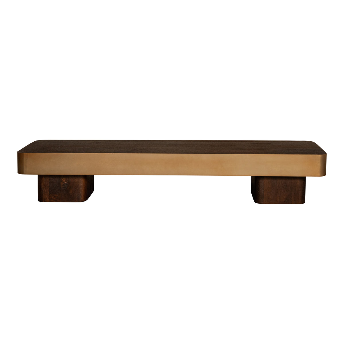 Mesa de centro Warren de madera marrón y metal dorado PTMD