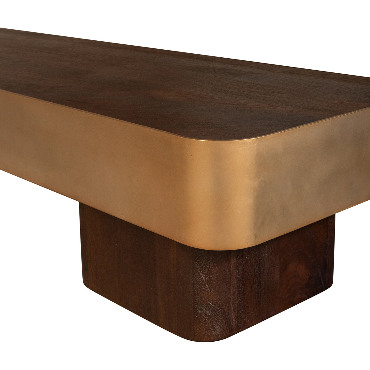 Mesa de centro Warren de madera marrón y metal dorado PTMD