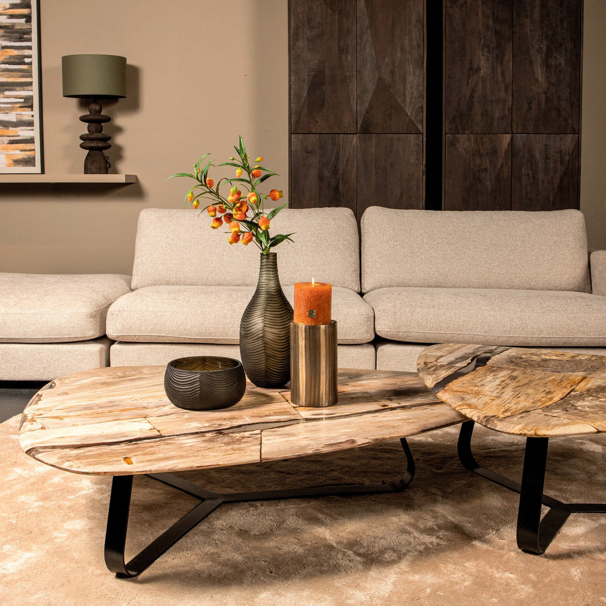 Mesa de centro Deeba de madera petrificada 130 PTMD