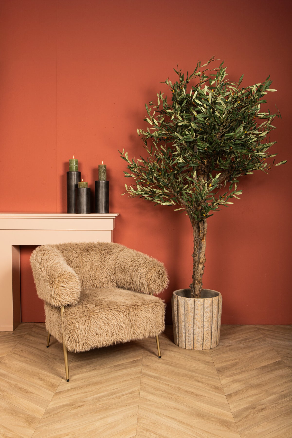 Árbol de olivo verde en maceta 120x120x210cm PTMD