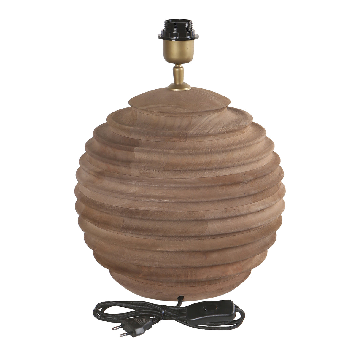Base de lámpara de mesa acanalada de madera de mango natural Roven PTMD