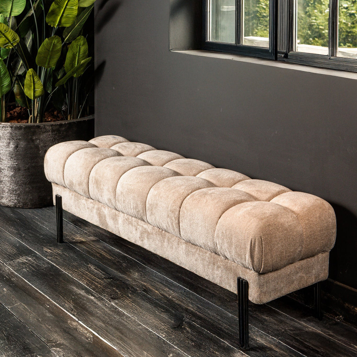 Banco Melbourne 160x47x48cm Beige PTMD
