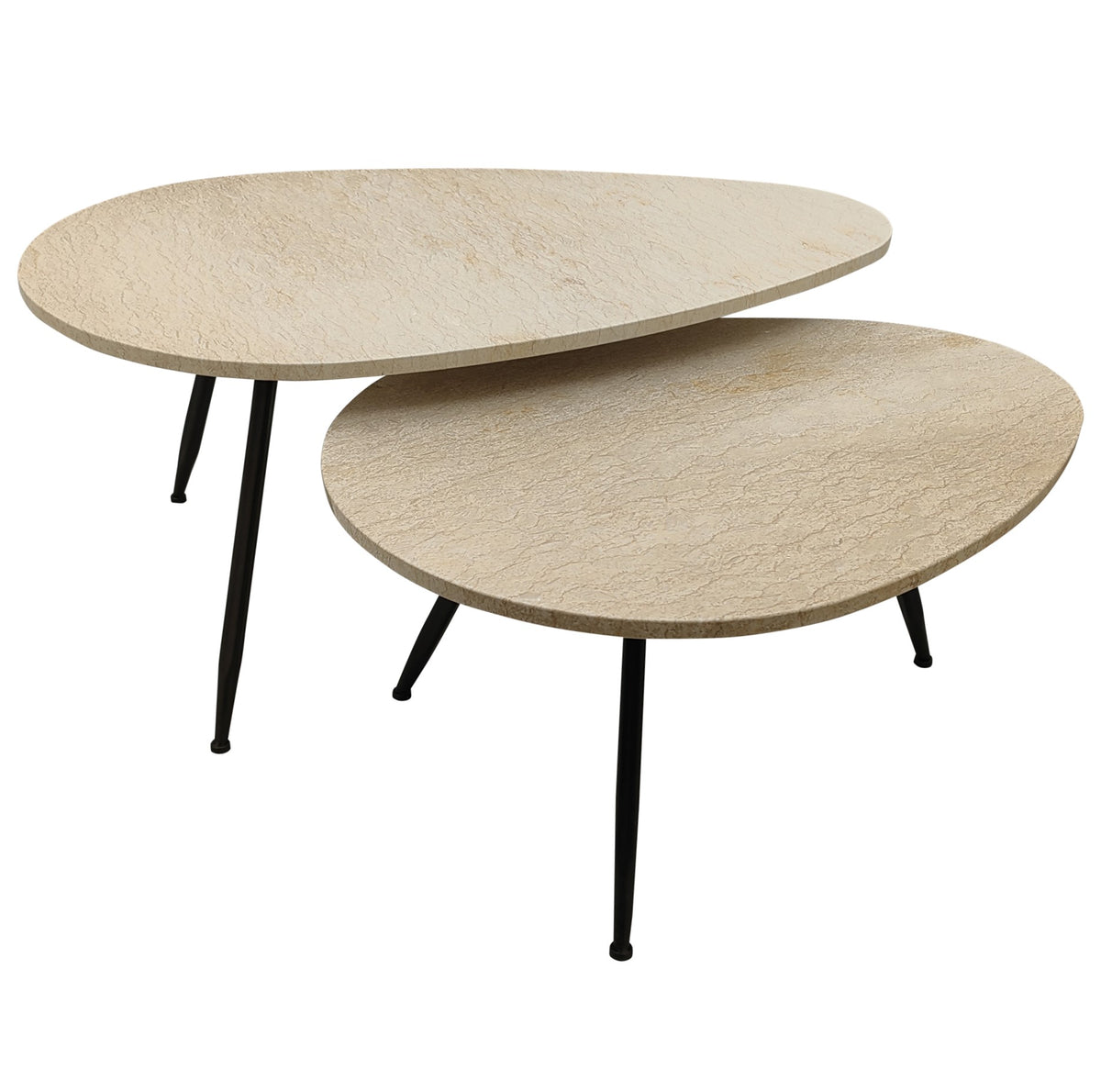 Mesa de centro Veria de mármol beige, juego de 2 PTMD