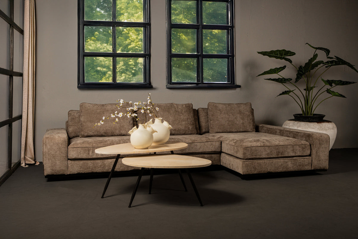 Mesa de centro Veria de mármol beige, juego de 2 PTMD