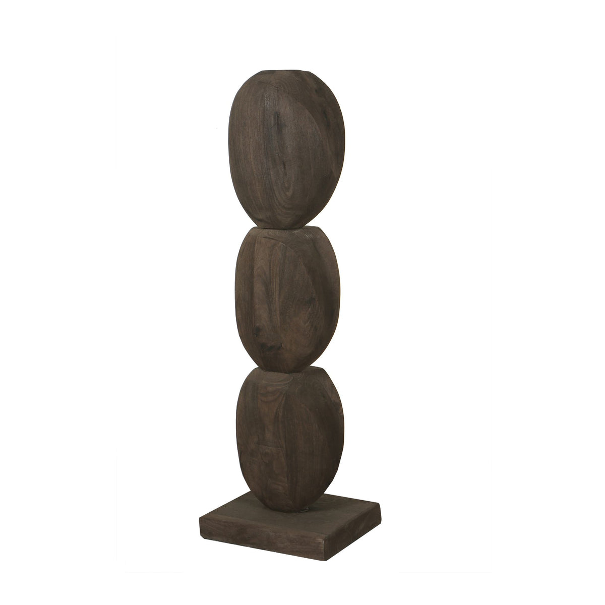 Estatua circular Kodey Brown de madera de mango PTMD