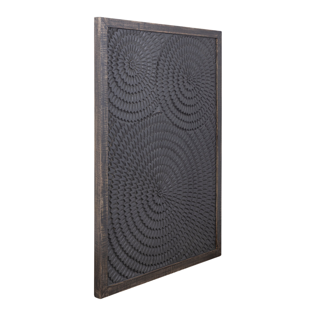 Levya Panel de pared rectangular de madera negra con patrón circular PTMD