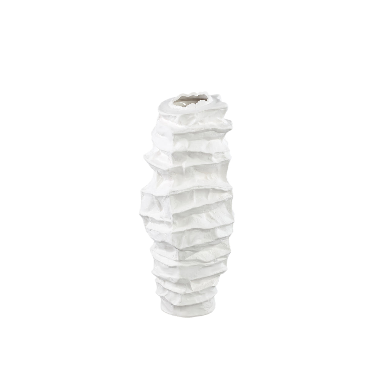 Jarrón de cerámica blanca Aharon de forma irregular, delgado, S 20x18x42 cm PTMD