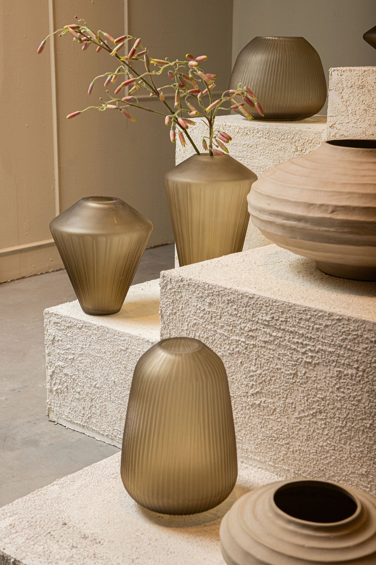 Olla Kody Beige Stone Wash de aluminio fundido acanalada L PTMD