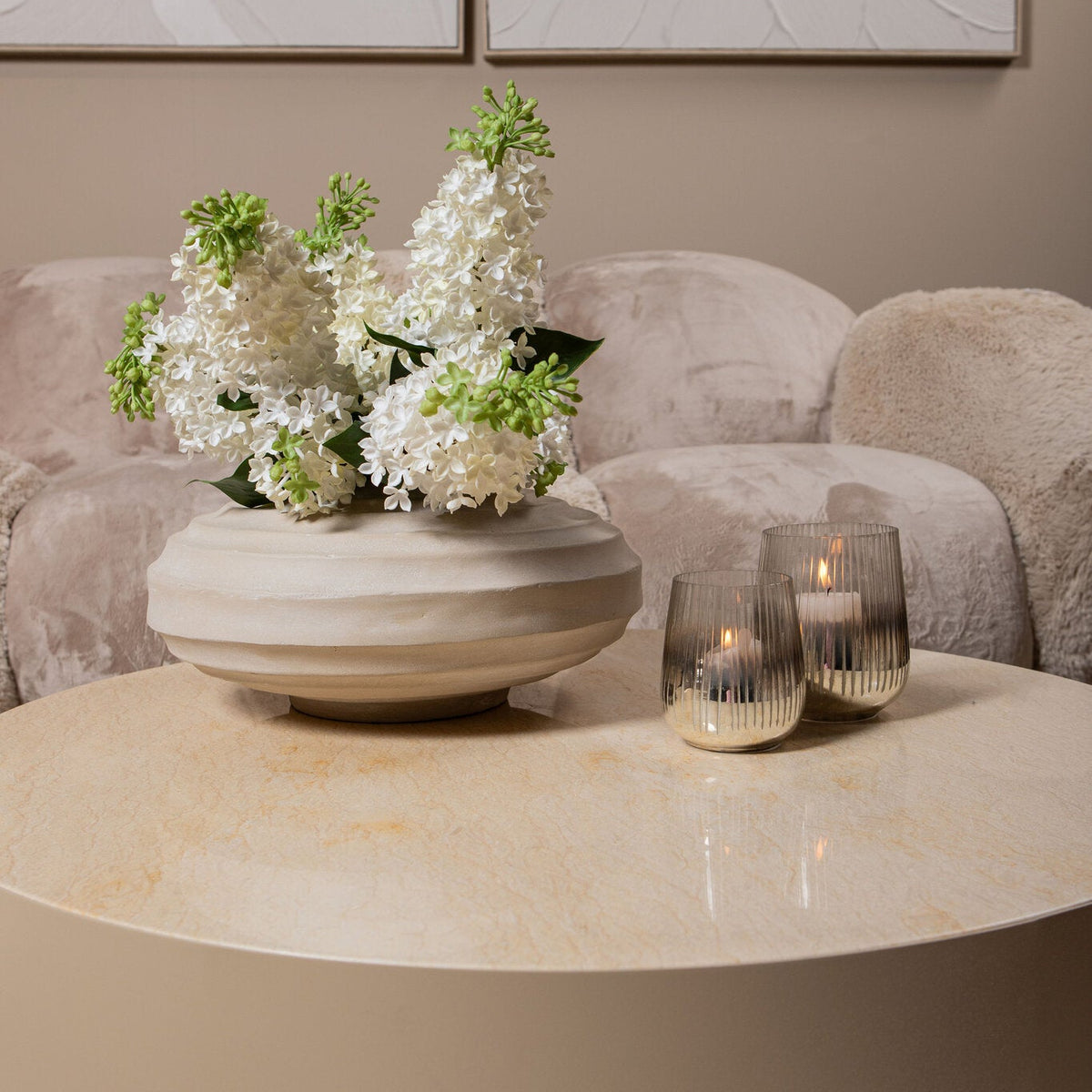Olla Kody Beige Stone Wash de aluminio fundido acanalada L PTMD