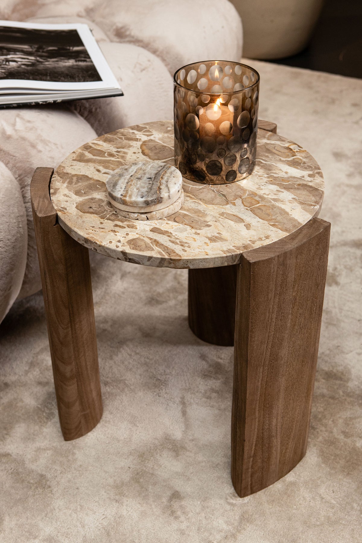 Mesa auxiliar Javina Mármol Natural Ø52cm PTMD