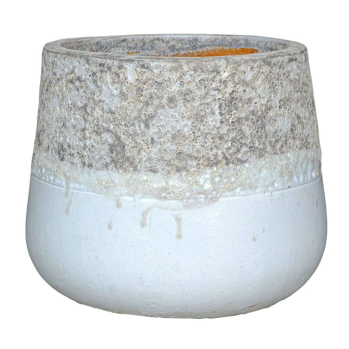 Maceta Lenz de cerámica con textura blanca grande PTMD