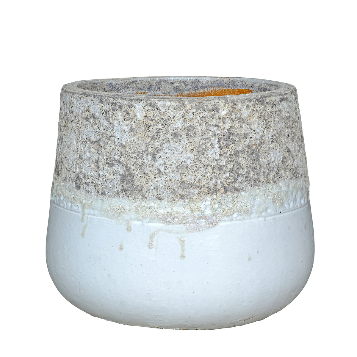 Maceta Lenz de cerámica con textura blanca mediana PTMD