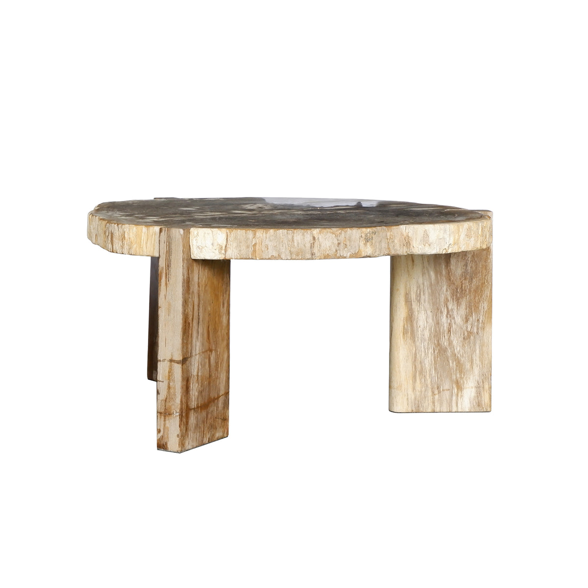 Mesa de centro Kayo Natural Madera petrificada 3 Patas Alta PTMD