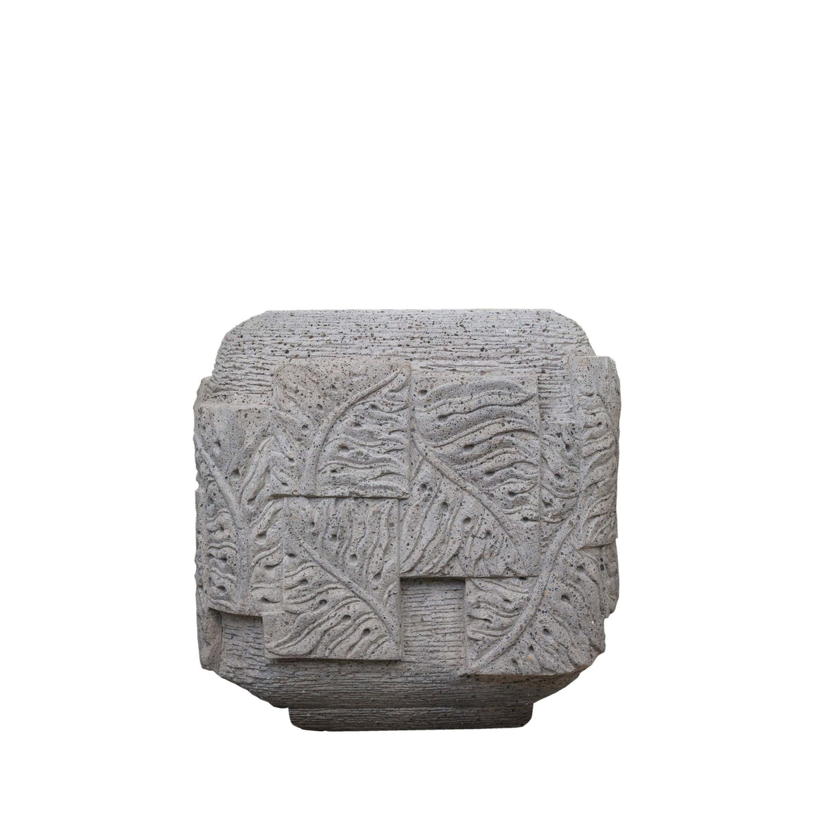 Maceta Blayd Gris Cemento Hoja de Palma Cuadrada Pequeña PTMD