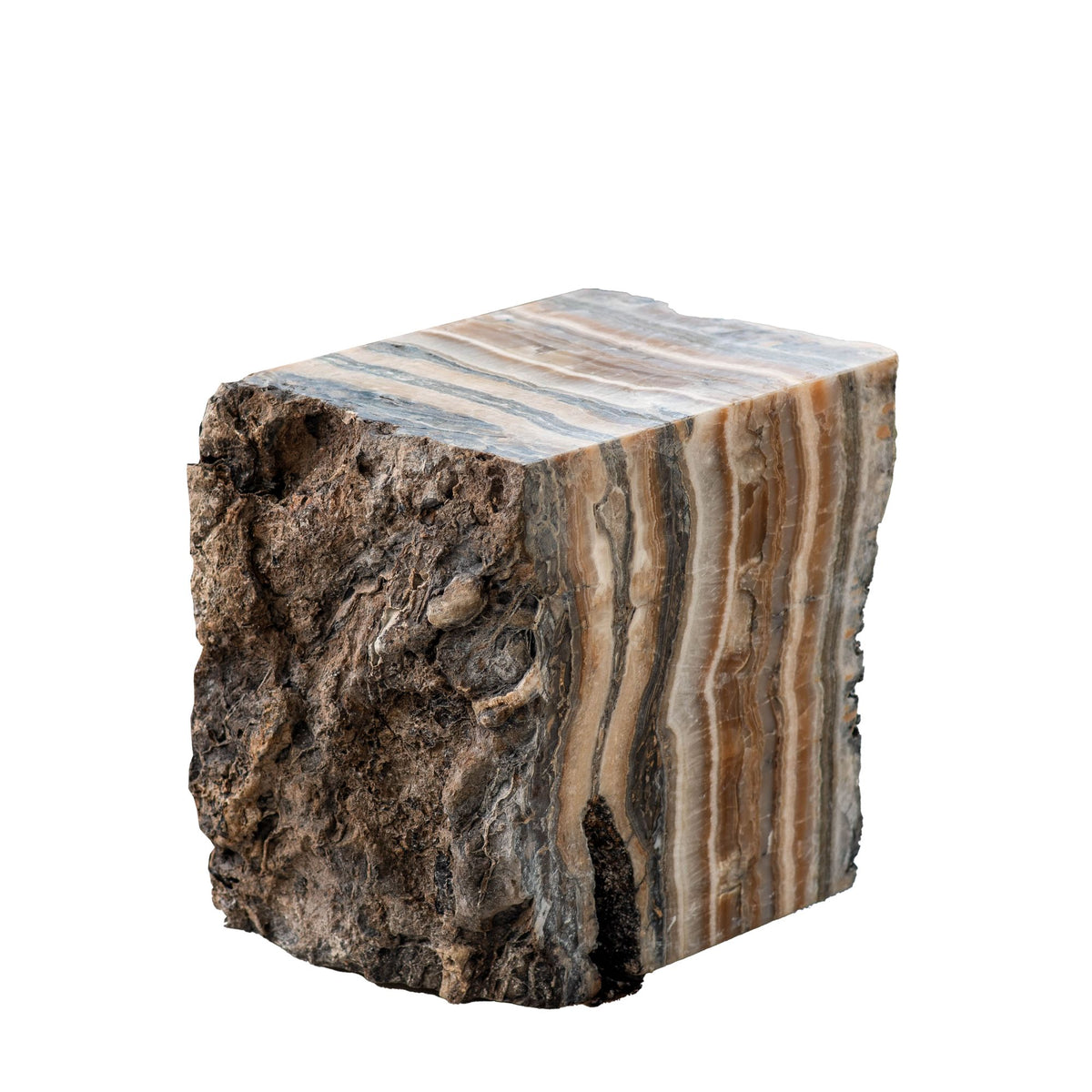 Mesa de centro Keydan de ónix natural y lapislázuli con borde en bruto PTMD