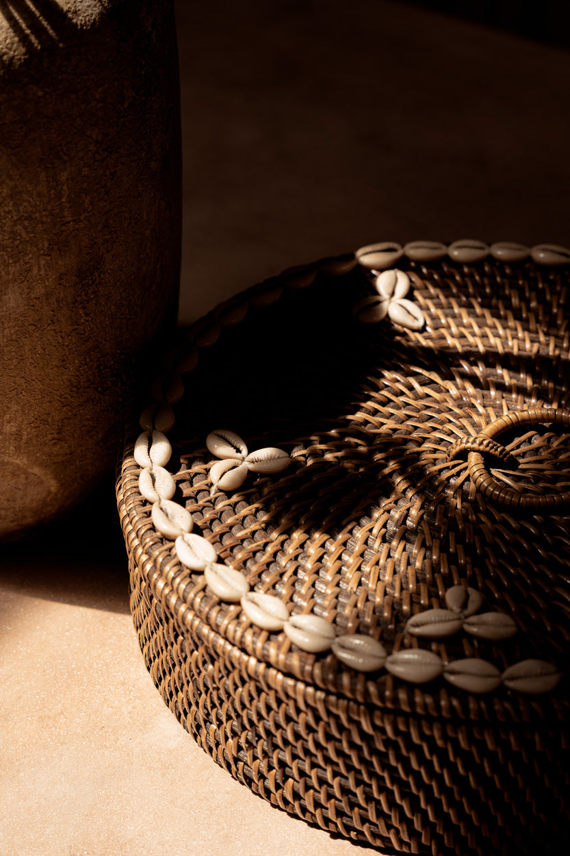 Cesta de ratán con compartimentos marrón natural Bazar Bizar