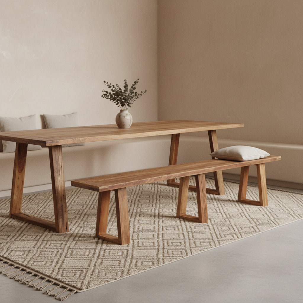 Banco de comedor de madera de teca Farmwood 200cm Raw Materials