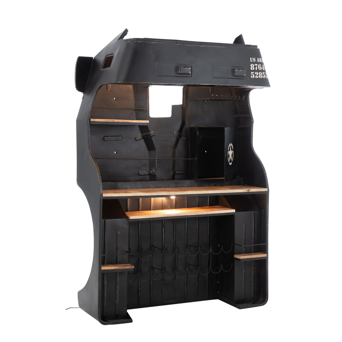Mueble de bar Camión Hierro/Madera de Mango Negro J-Line