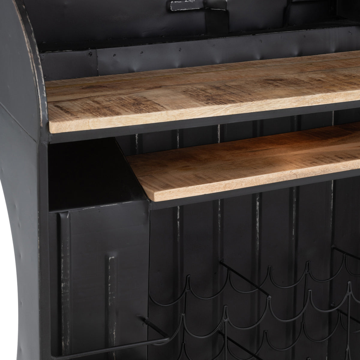 Mueble de bar Camión Hierro/Madera de Mango Negro J-Line