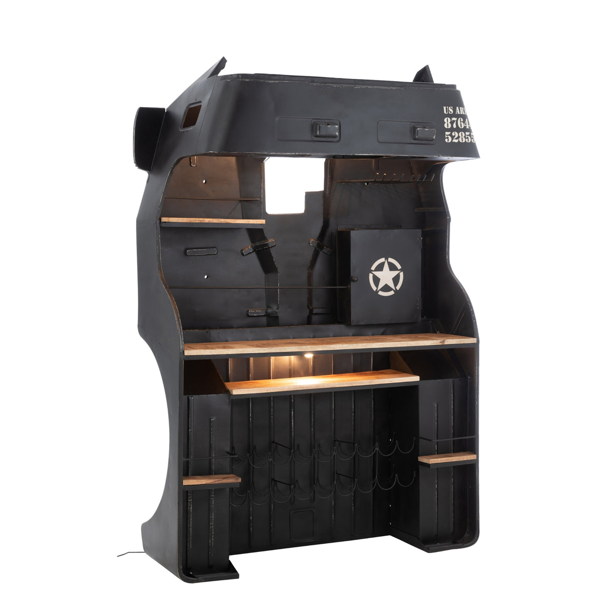 Mueble de bar Camión Hierro/Madera de Mango Negro J-Line