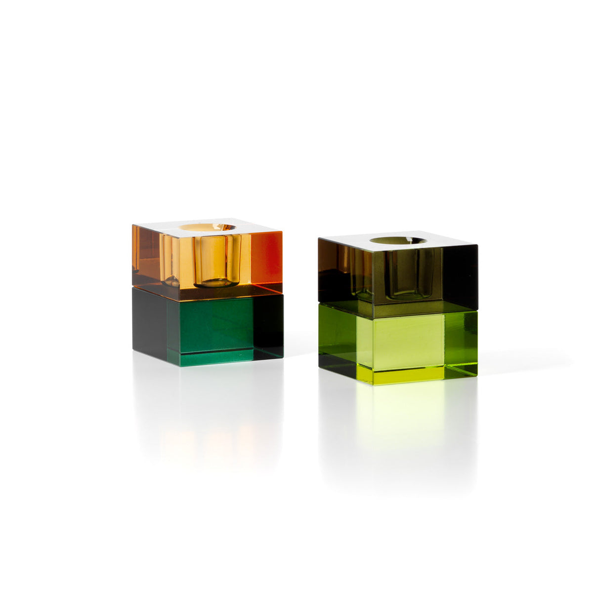 El candelabro Gem Blocks verde ahumado Bazar Bizar