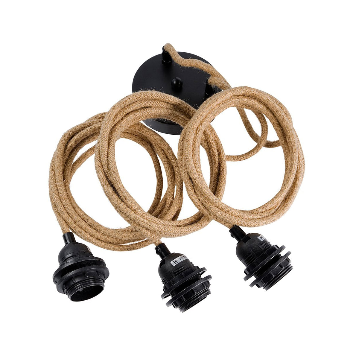 Lámpara de techo con 3 portalámparas Negro Natural Bazar Bizar