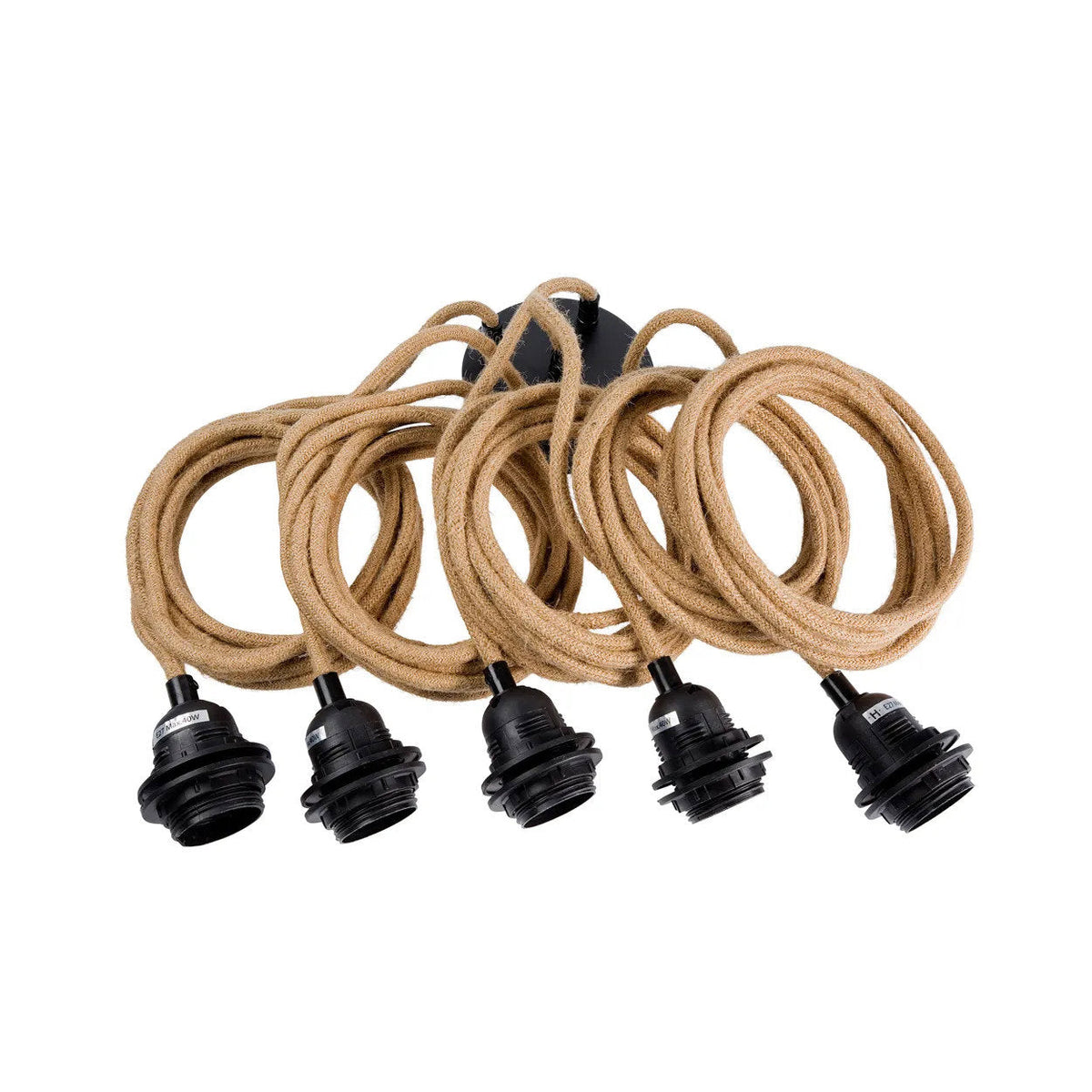 Lámpara de techo con 5 portalámparas Negro Natural Bazar Bizar