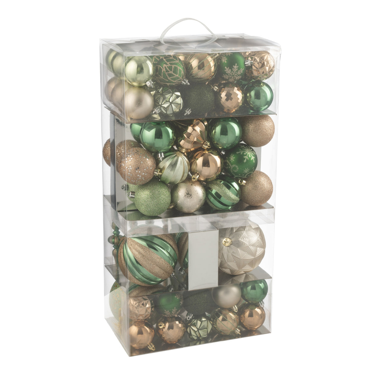 Caja de 80 bolas de Navidad de plástico verde menta/crudo J-Line