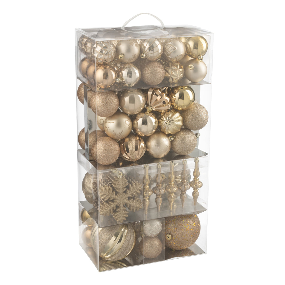 Caja de 80 bolas de Navidad de plástico beige/crudo J-Line