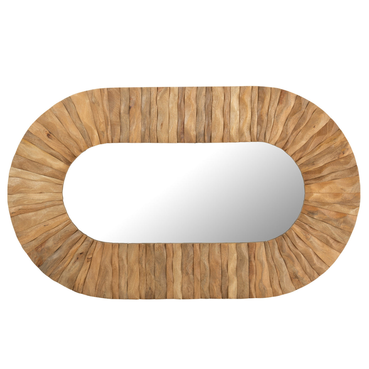 Espejo de pared Curve Ovalado Madera Natural 152x6x92cm J-Line