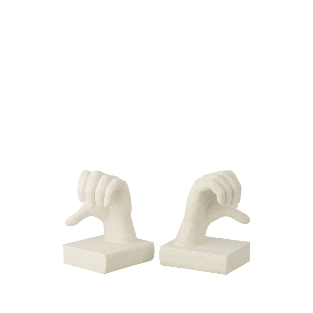 Juego de 2 soportes para libros Manos Love de polirresina blancos J-Line